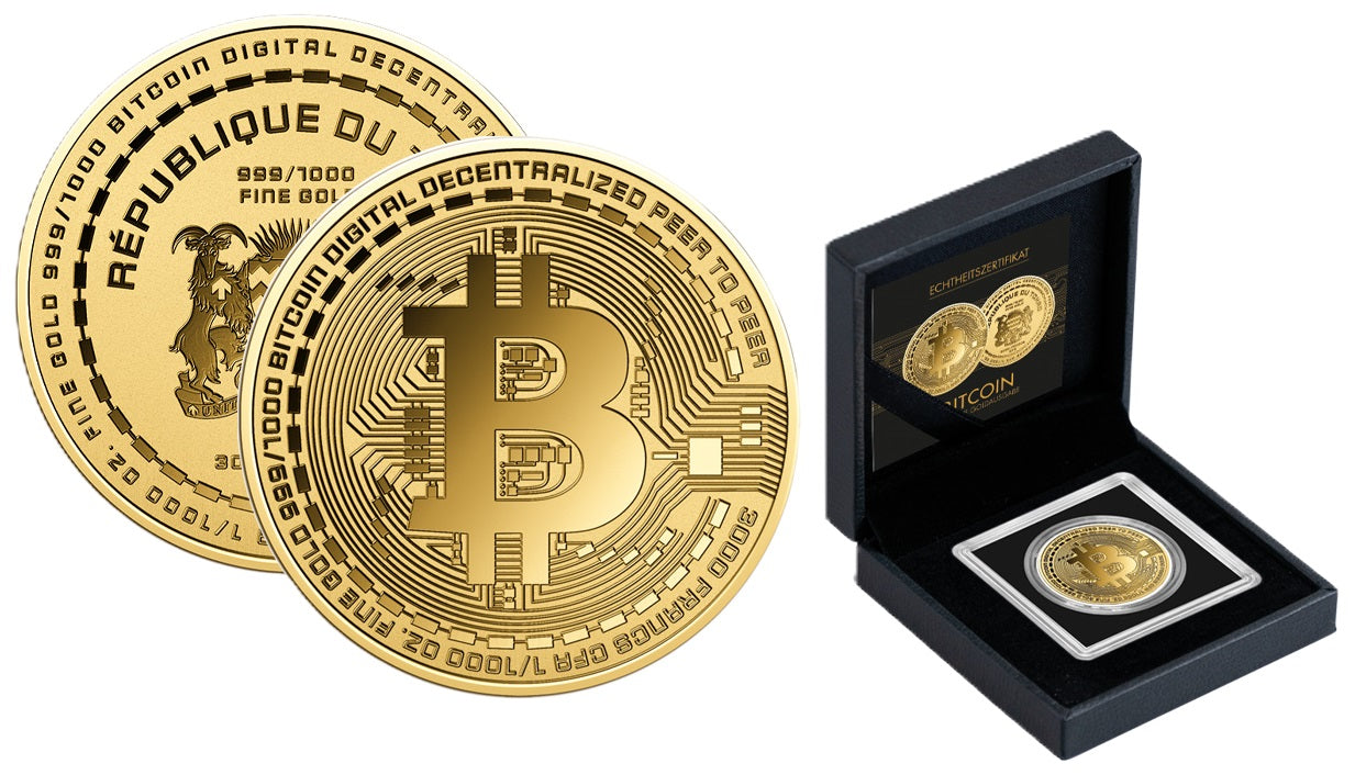 BITCOIN - 999 GOLD - MIT ETUI & ZERTIFIKAT - GOLDMÜNZE