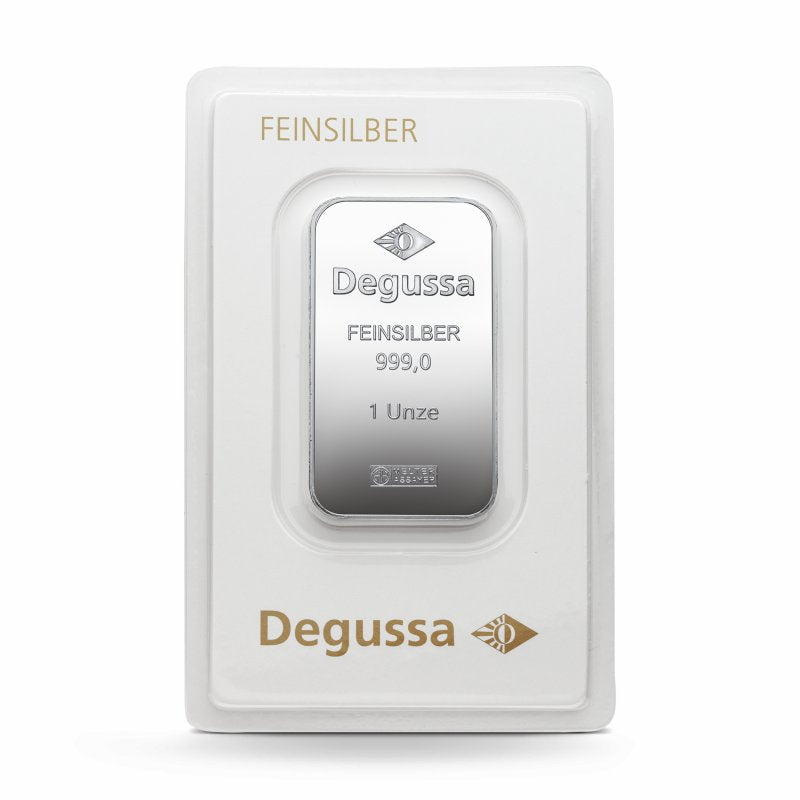 1 UNZE 999 SILBER - DEGUSSA - IM BLISTER - SILBERBARREN