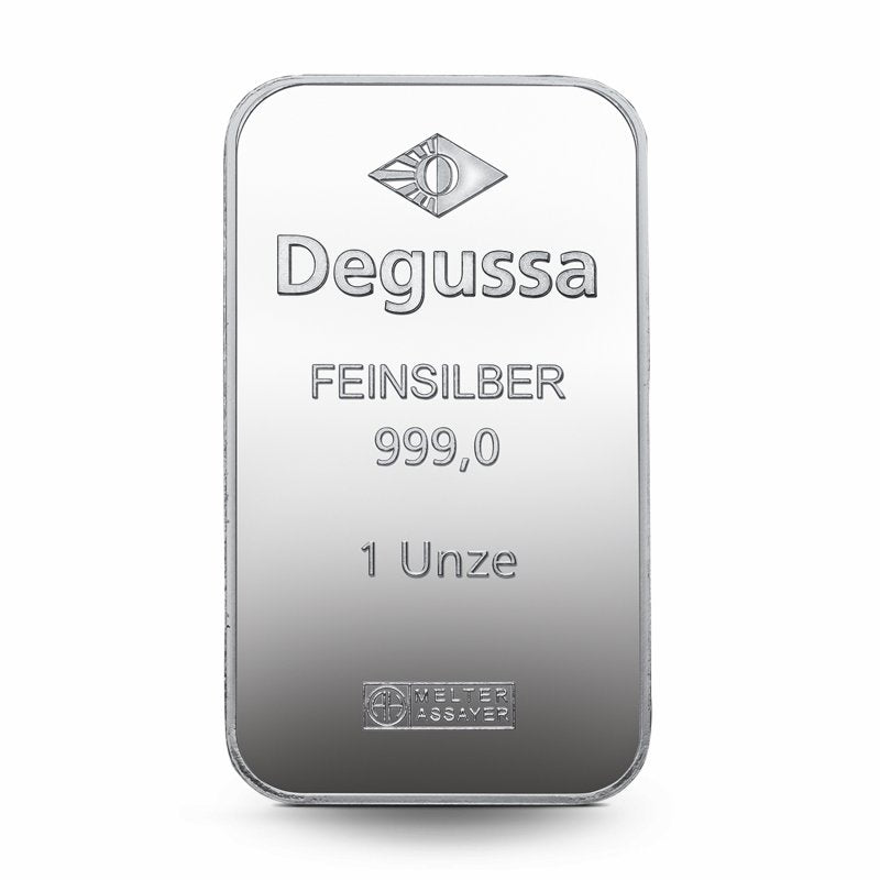 1 UNZE 999 SILBER - DEGUSSA - IM BLISTER - SILBERBARREN