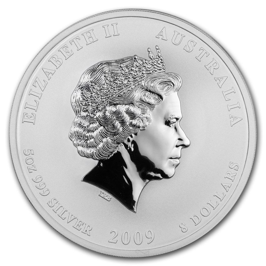 5 UNZEN SILBER - LUNAR OCHSE 2009 - KOLORIERT - SILBERMÜNZE - SELTEN