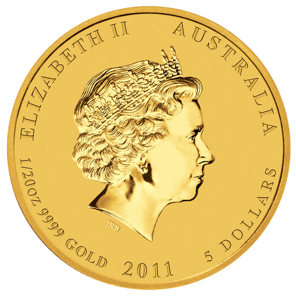 1/20 UNZE GOLD - LUNAR HASE 2011 - KOLORIEERT - GOLDMÜNZE