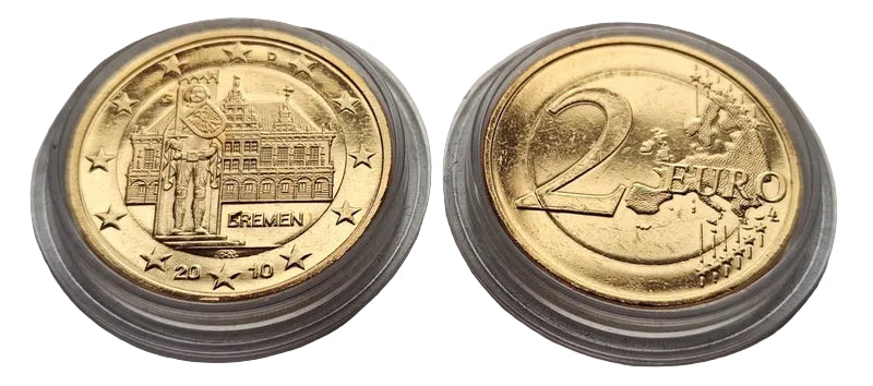 2 Euro Münze - BRD - Bremen - Rathaus & Roland 2010 - vergoldet