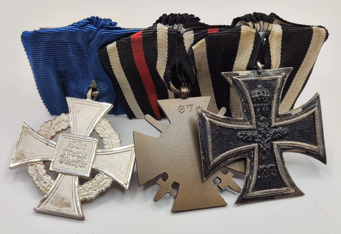 3 ORDEN SPANGE - EISERNES KREUZ + FRONTKÄMPFERKREUZ + 25 JAHRE TREUEDIENST