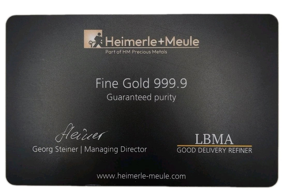 1/200 UNZE - GOLDBARREN - HEIMERLE + MEULE - BLISTERKARTE