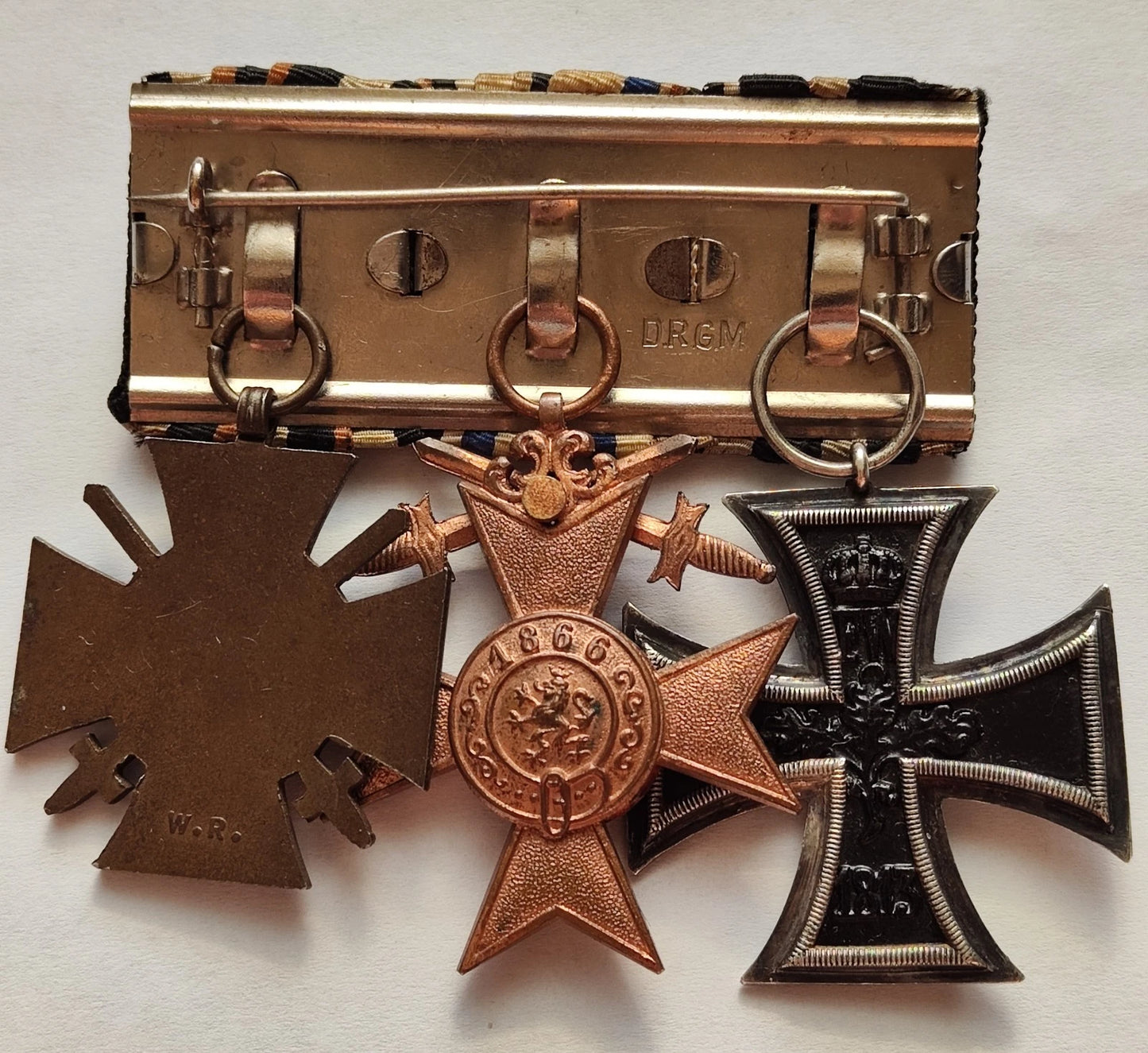 3 ORDEN - EISERNES & FRONTKÄMPFER KREUZ & BAYERISCHES VERDIENSTKREUZ 3. KLASSE 1866 - SPANGE
