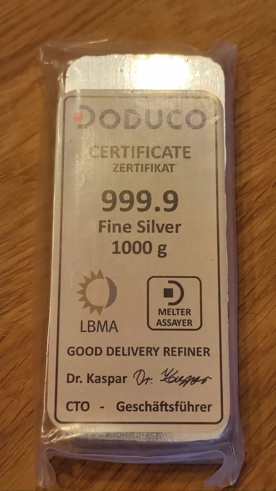 1 KILO SILBER - DODUCO - DEUTSCHLAND - SILBERBARREN