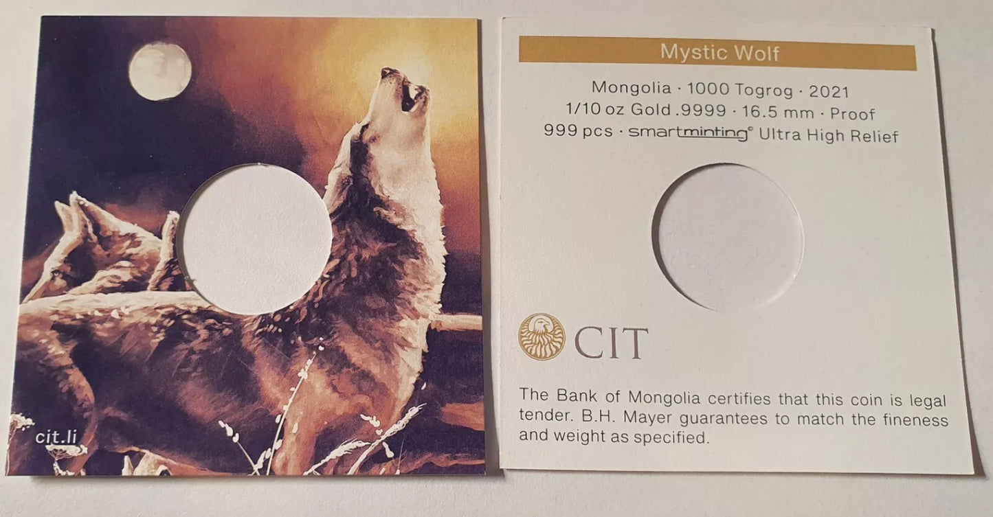 1/10 UNZE GOLD - MYSTIC WOLF - ULTRA HIGH RELIEF - NUR 999 STÜCK - GOLDMÜNZE