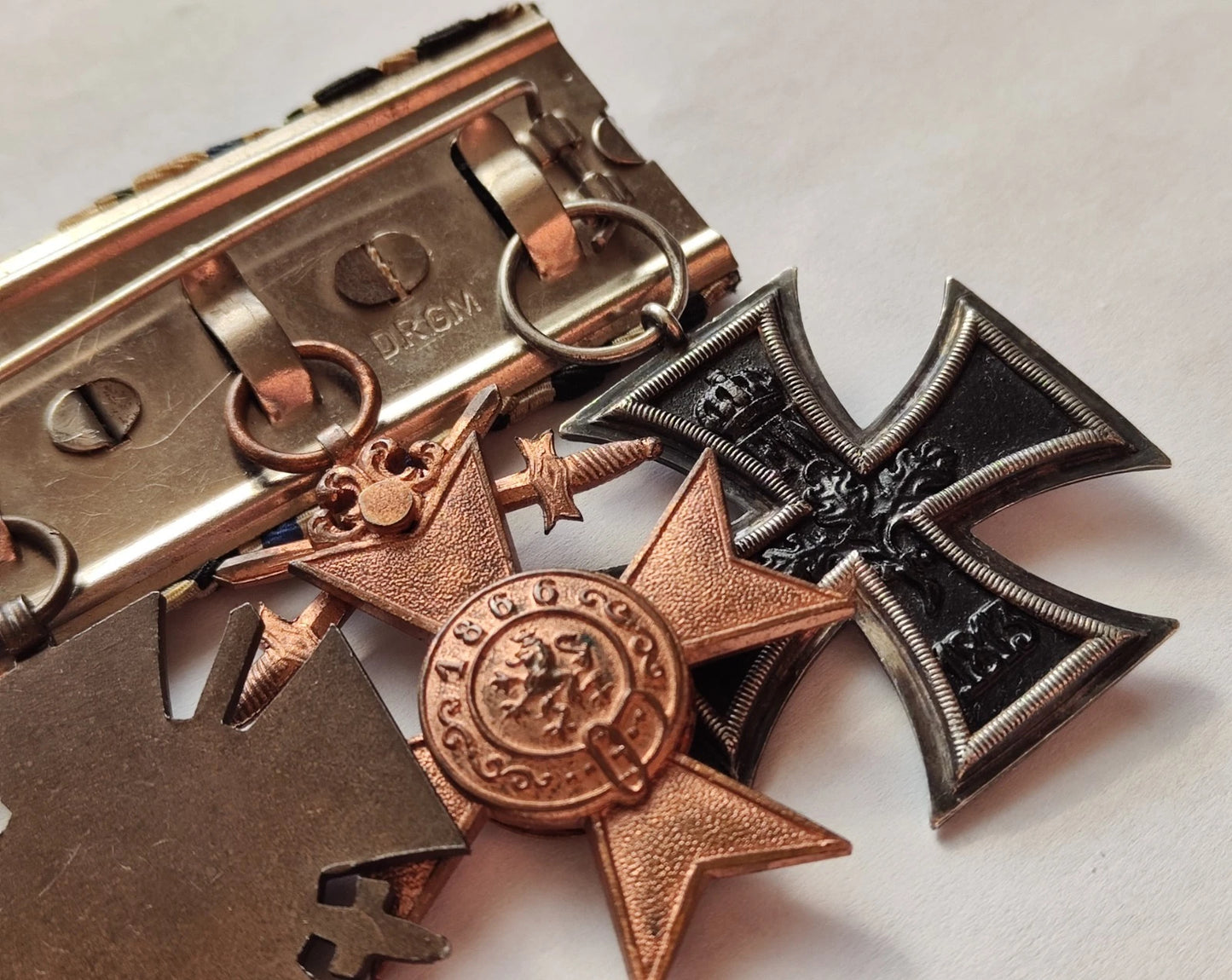 3 ORDEN - EISERNES & FRONTKÄMPFER KREUZ & BAYERISCHES VERDIENSTKREUZ 3. KLASSE 1866 - SPANGE