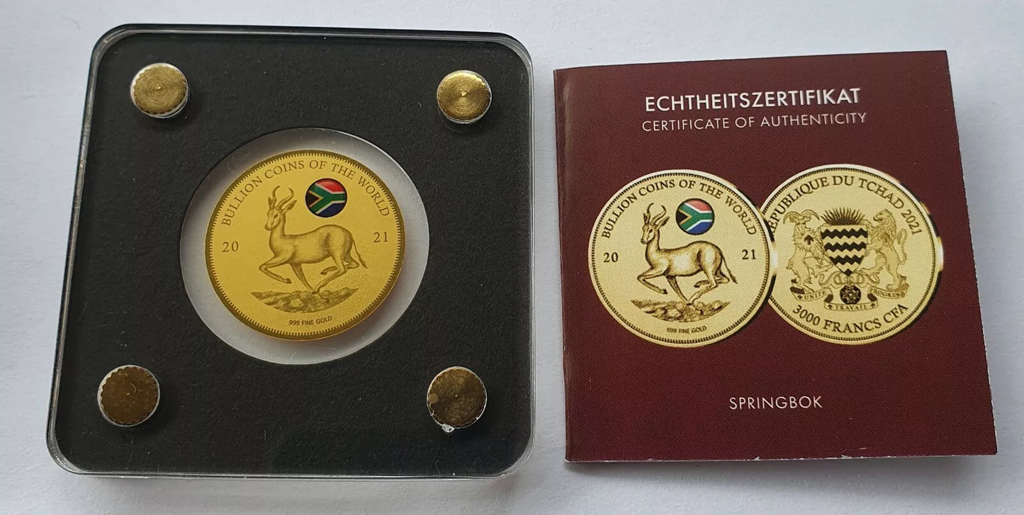 1/500 UNZE GOLD - KRÜGERRAND / SPRINGBOCK 2021 - GOLDMÜNZE