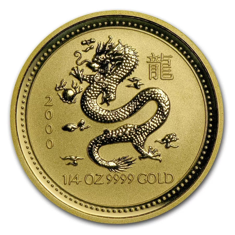 1/4 UNZE 999 GOLD - LUNAR DRACHE 2000 - GOLDMÜNZE - SELTEN
