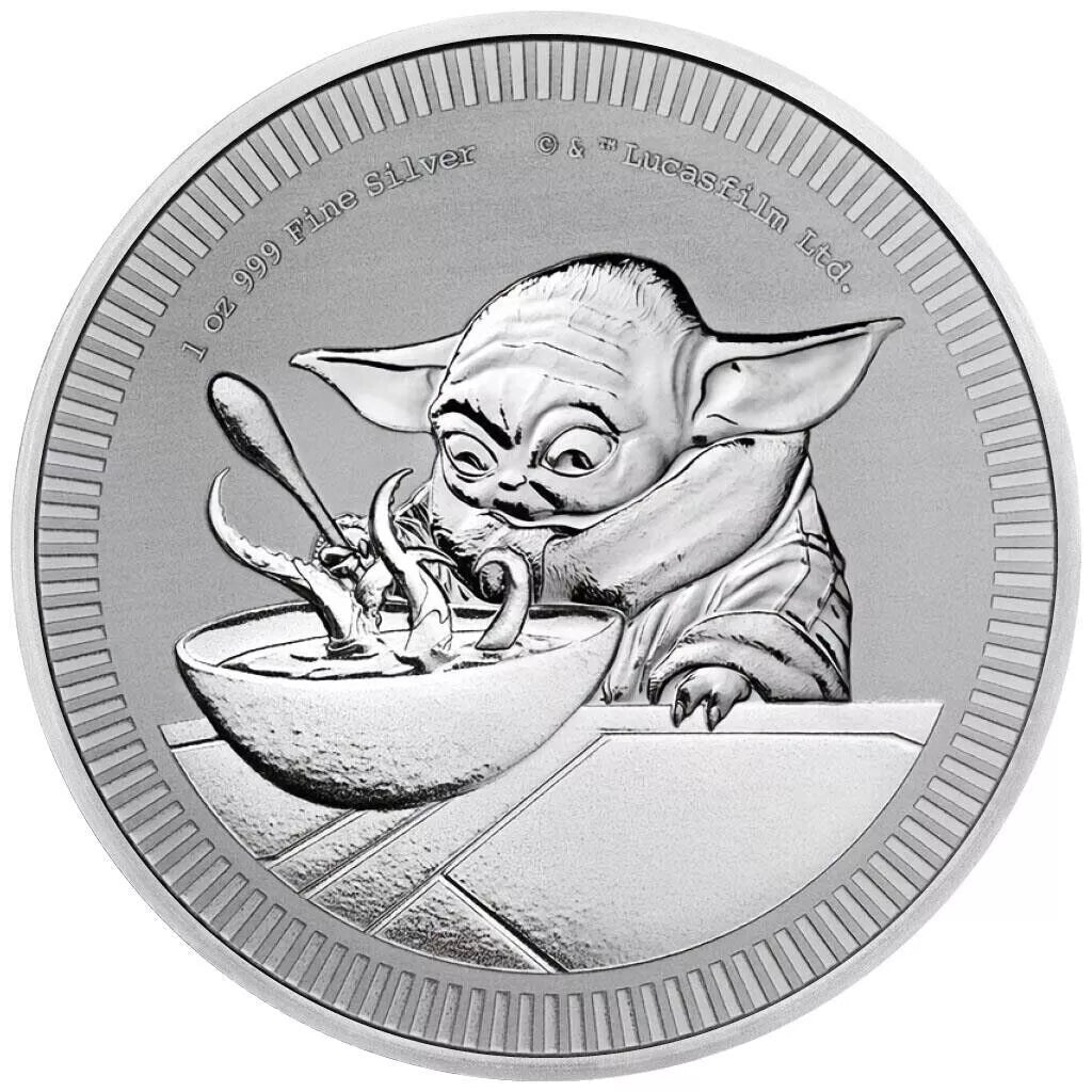 1 UNZE SILBER - GROGU / YODA / JEDI / STAR WARS - SILBERMÜNZE