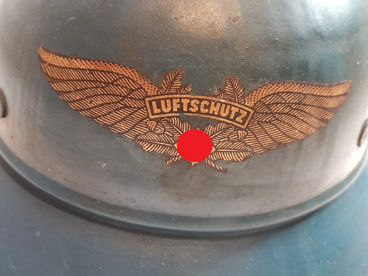 ORIGINALER LUFTSCHUTZ HELM / STAHLHELM - M38 - WK II - WEHRMACHT - GUTER ZUSTAND