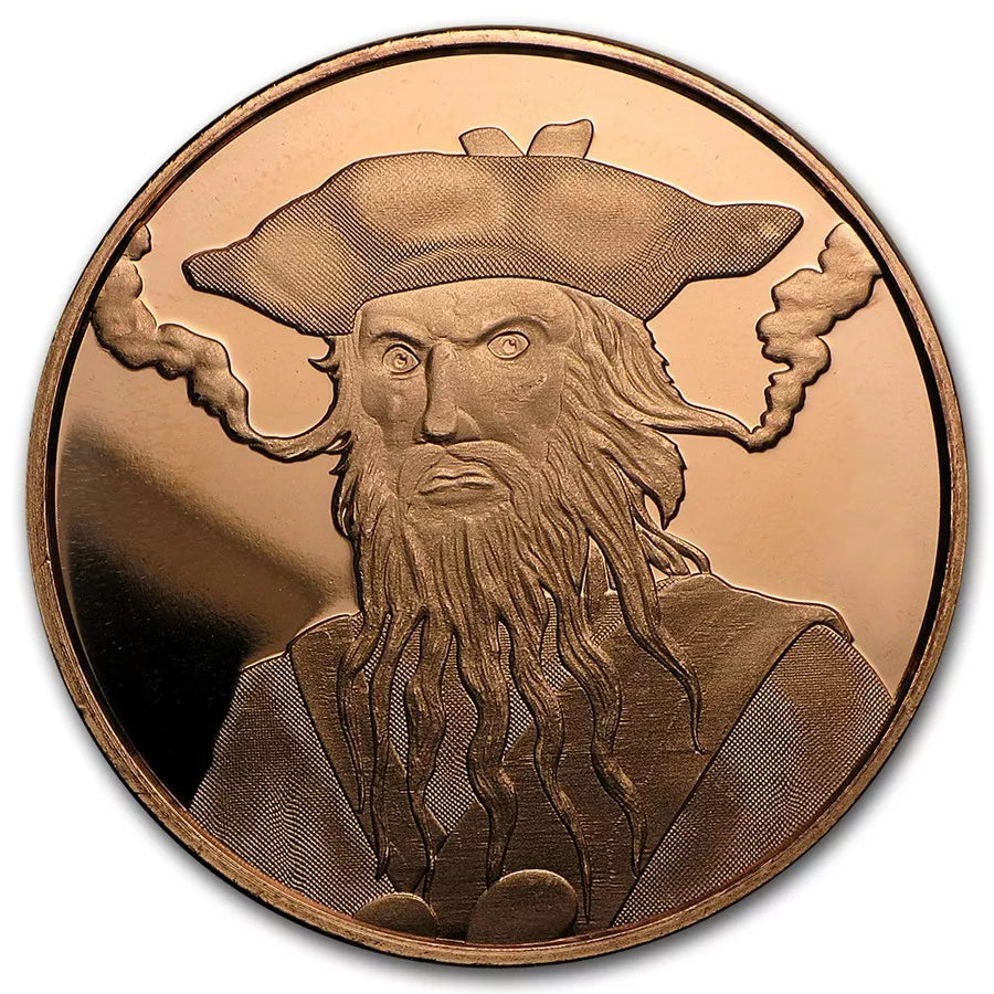1 UNZE 999 KUPFER - PIRAT BLACKBEARD - KUPFERBARREN