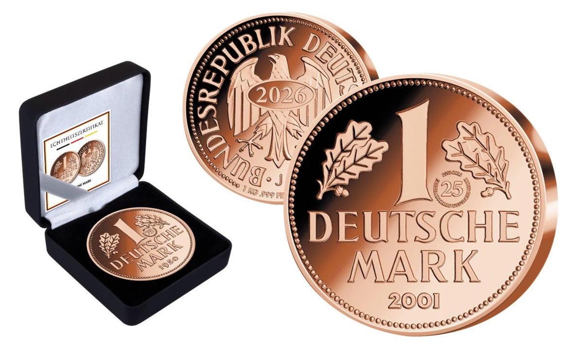 1 KILO KUPFER - 1 DM / MARK 2001 - PROOF AUSAGBE - KUPFERBARREN - SELTEN