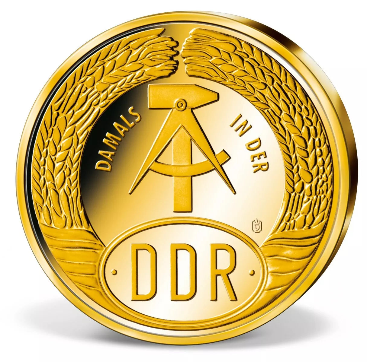 MEDAILLE - DREI HASELNÜSSE FÜR ASCHENBRÖDEL - KOLORIERT - VERGOLDET