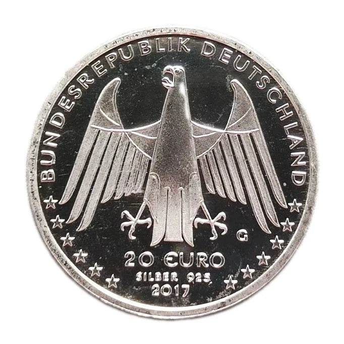 20 Euro Silbermünze - BRD - Laufmaschine von Karl Drais 2017 - teilvergoldet