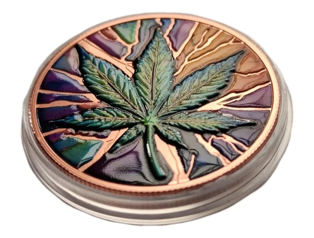 1 UNZE 999 KUPFER - CANNABIS / MARIHUANA / 420 - KOLORIERT - KUPFERBARREN