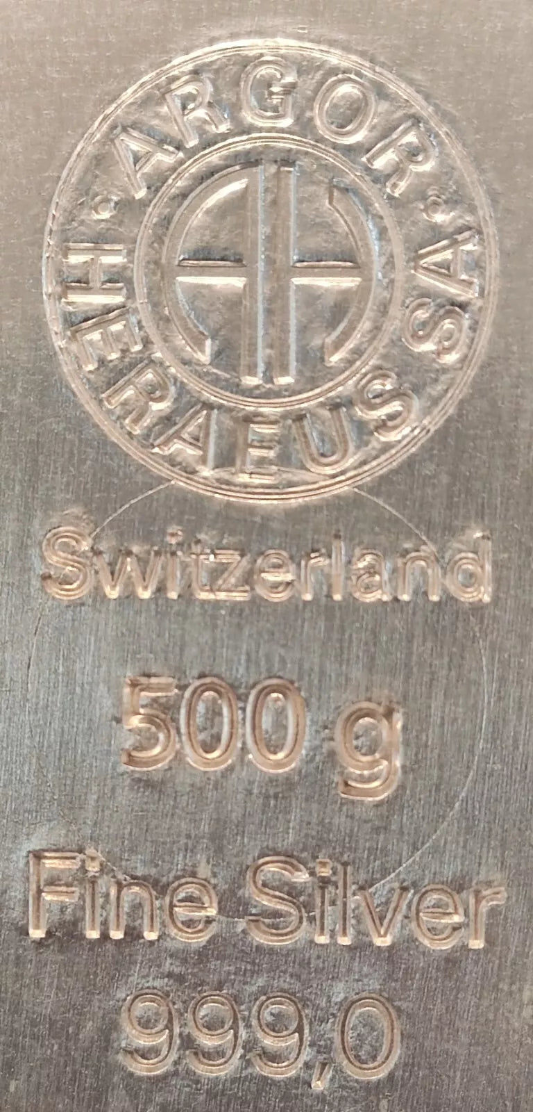 500 GRAMM SILBER - HERAEUS - SCHWEIZ - SILBERBARREN