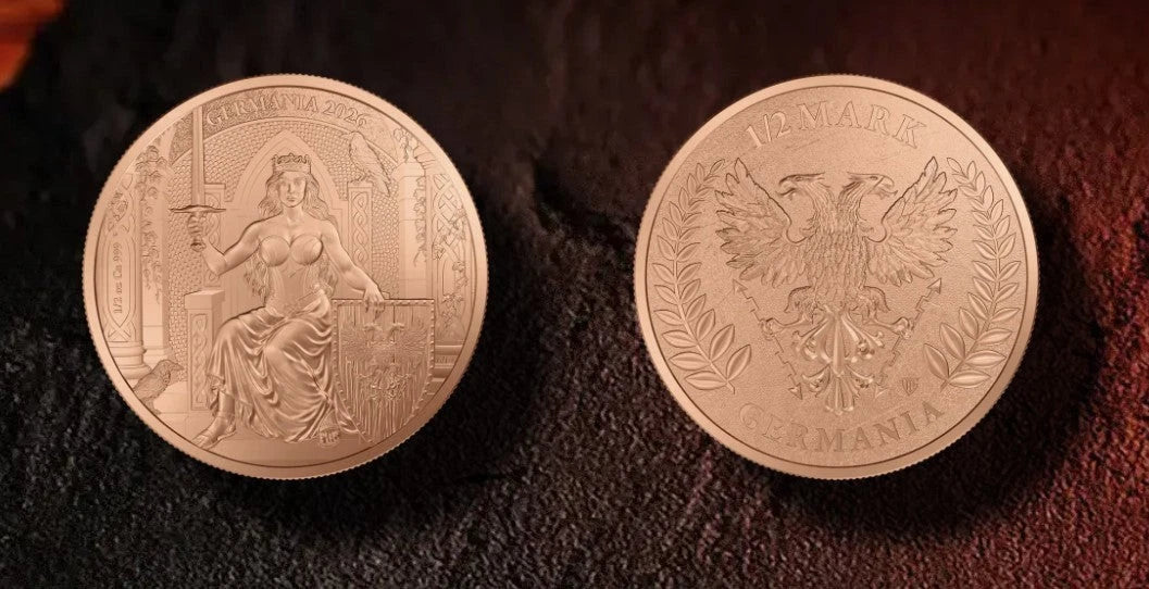 1 /2 UNZE 999 KUPFER - GERMANIA GÖTTIN AUF DEM THRON - KUPFERBARREN