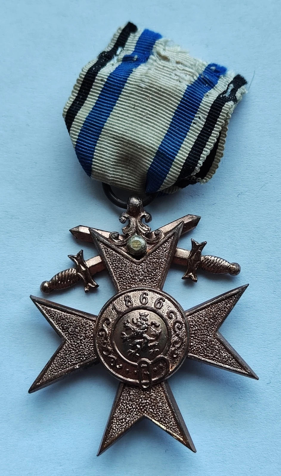 BAYERISCHES VERDIENSTKREUZ 3. KLASSE 1866 - MIT ETUI & BAND - ORDEN