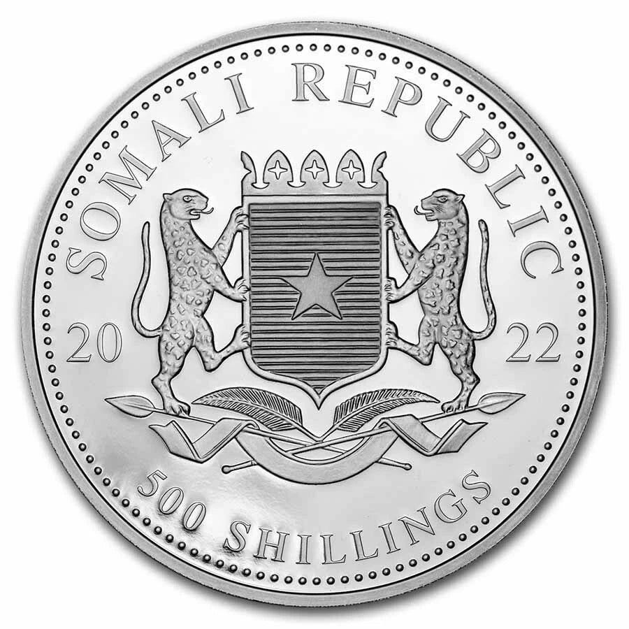 5 UNZEN SILBER - SOMALIA ELEFANT 2022 - SILBERMÜNZE