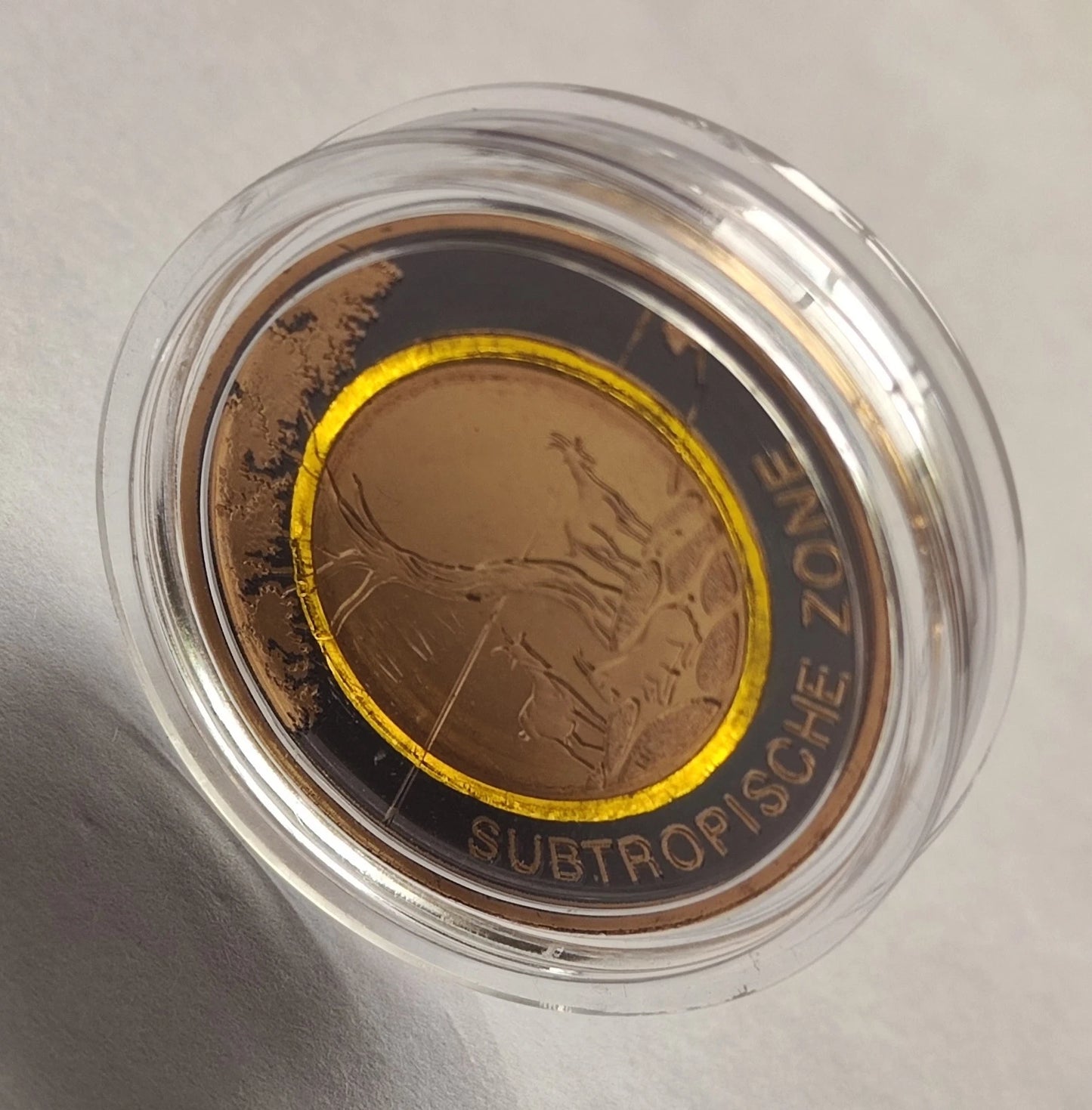 5 Euro Münze - Subtropische Zone 2017 - Polymerring - mit Rhodium und Gold veredelt