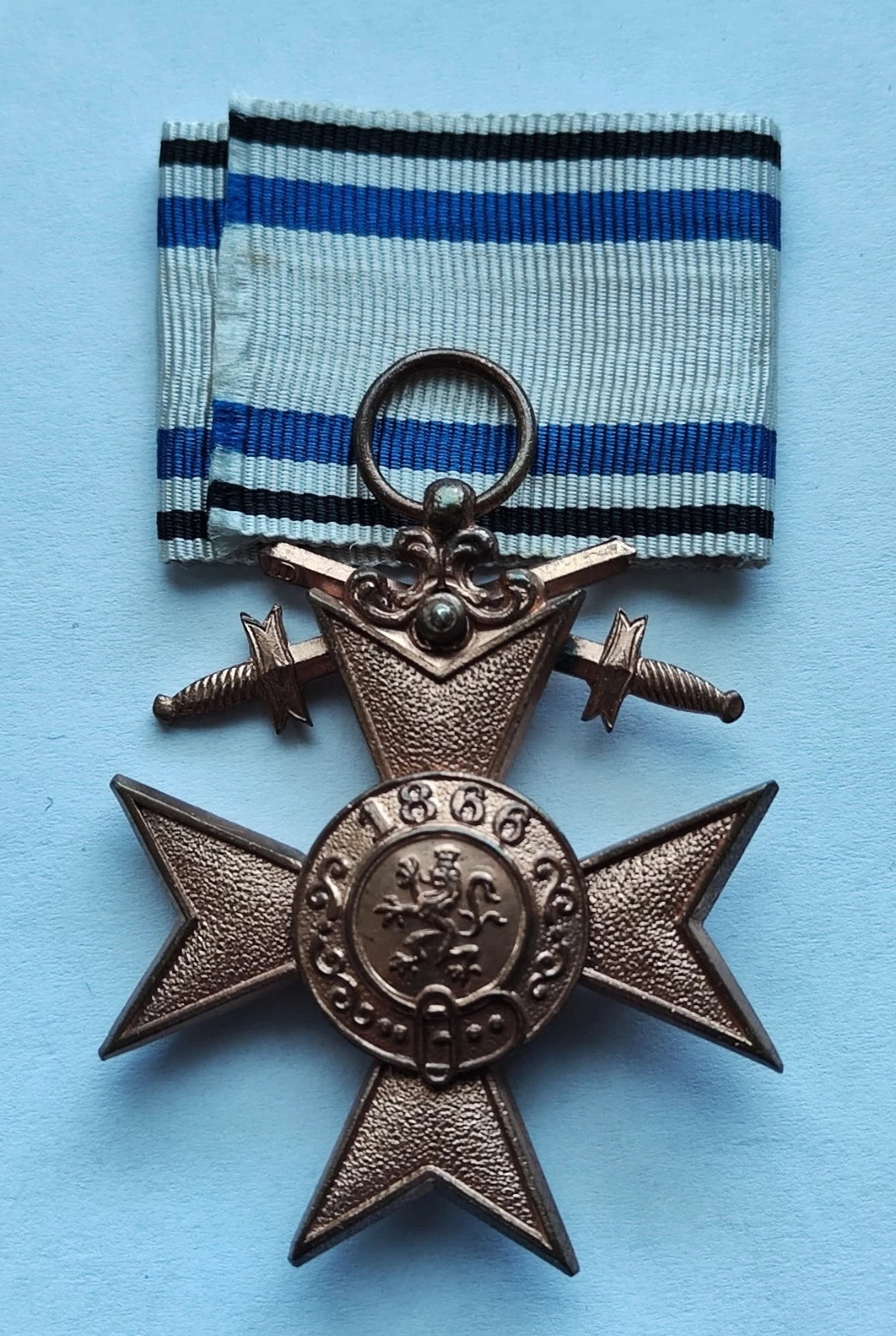 BAYERISCHES VERDIENSTKREUZ 3. KLASSE 1866 - MIT ETUI & BAND - ORDEN