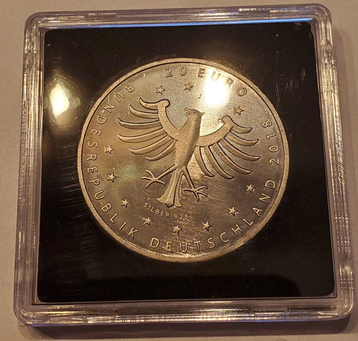 20 Euro Silbermünze - BRD - 800 Jahre Hansestadt Rostock 2018 - mit Ruthenium & Gold veredelt