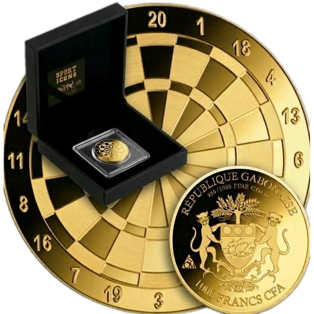 GOLDMÜNZE - DART / SCHEIBE - MIT ETUI