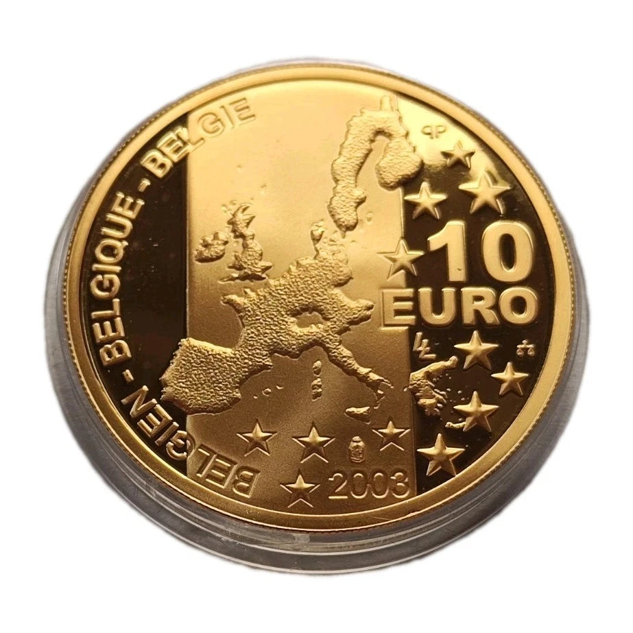 10 Euro Münze - Belgien - Georges Simenon 2003 - Proof - 24 Karat vergoldet