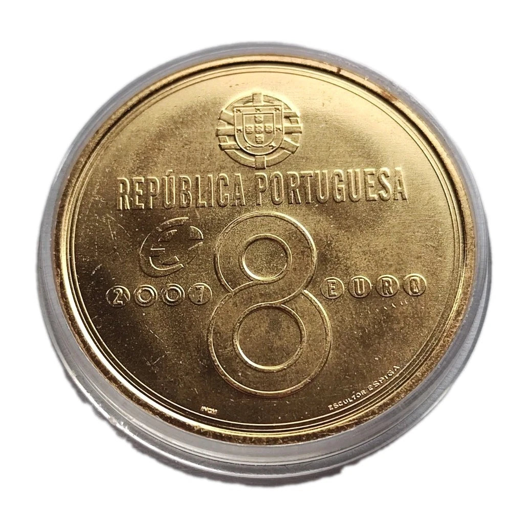 8 Euro Münze - Portugal - Frühe fliegende Erfindung - Passarola von Bartolomeu de Gusmão 2007 - 24 Karat vergoldet