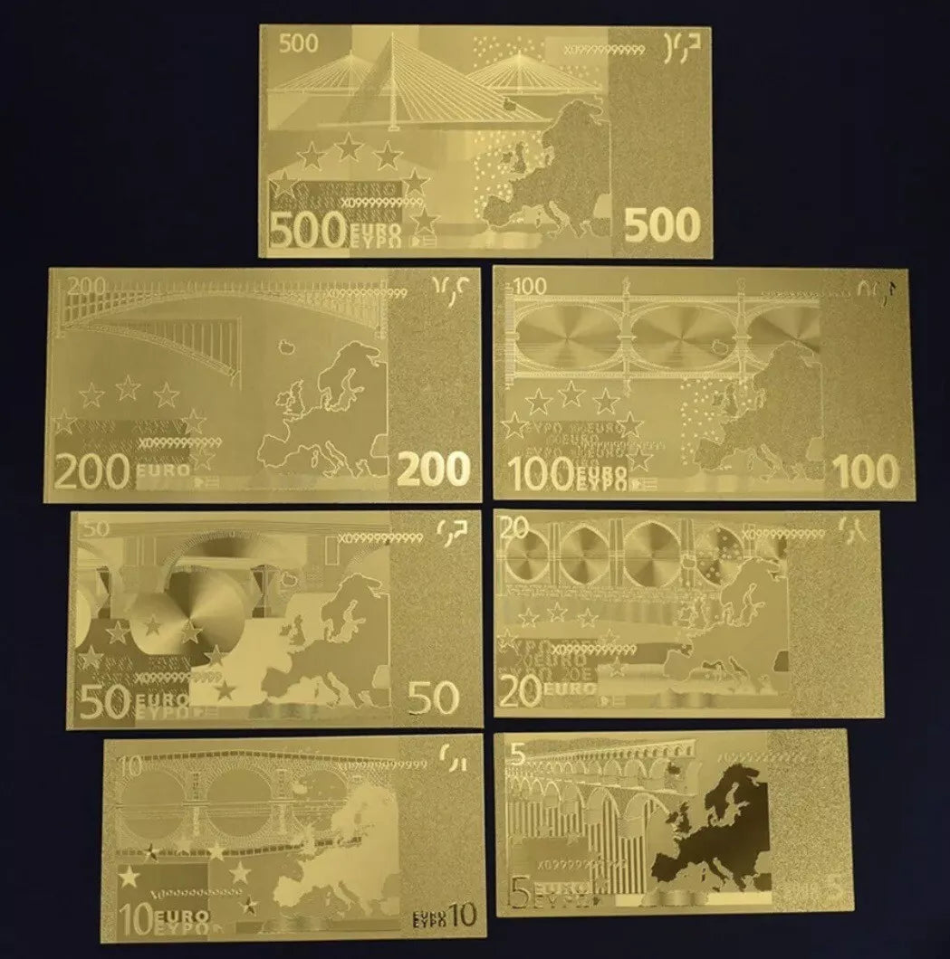 EURO BANKNOTEN SET - GOLD / VERGOLDET
