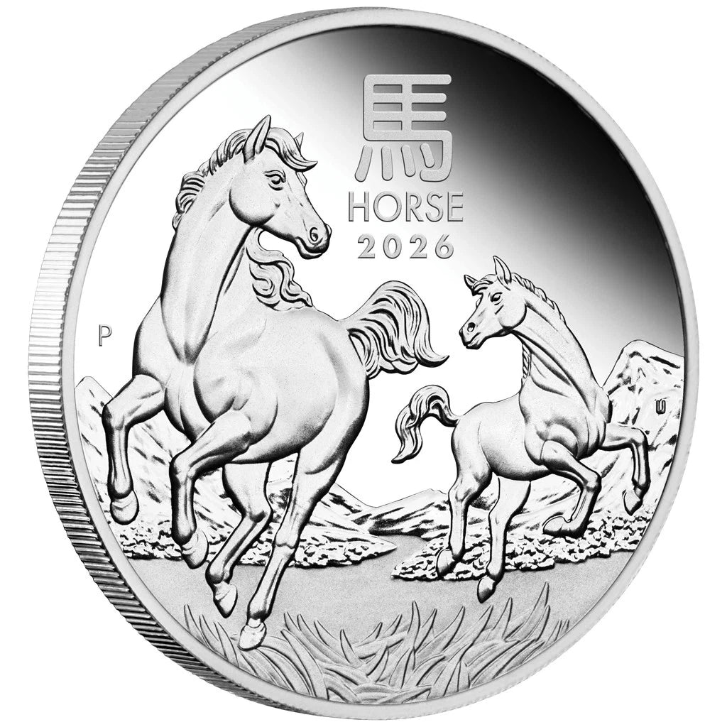 1/2 UNZE SILBER - LUNAR PFERD 2026 - PP / PROOF - SILBERMÜNZE