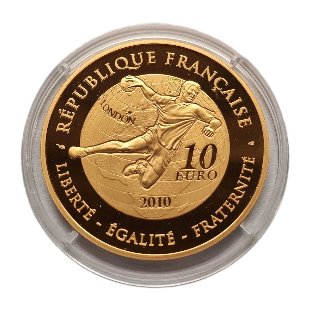 10 Euro Münze - Frankreich - Handball 2010 - Proof - 24 Karat vergoldet