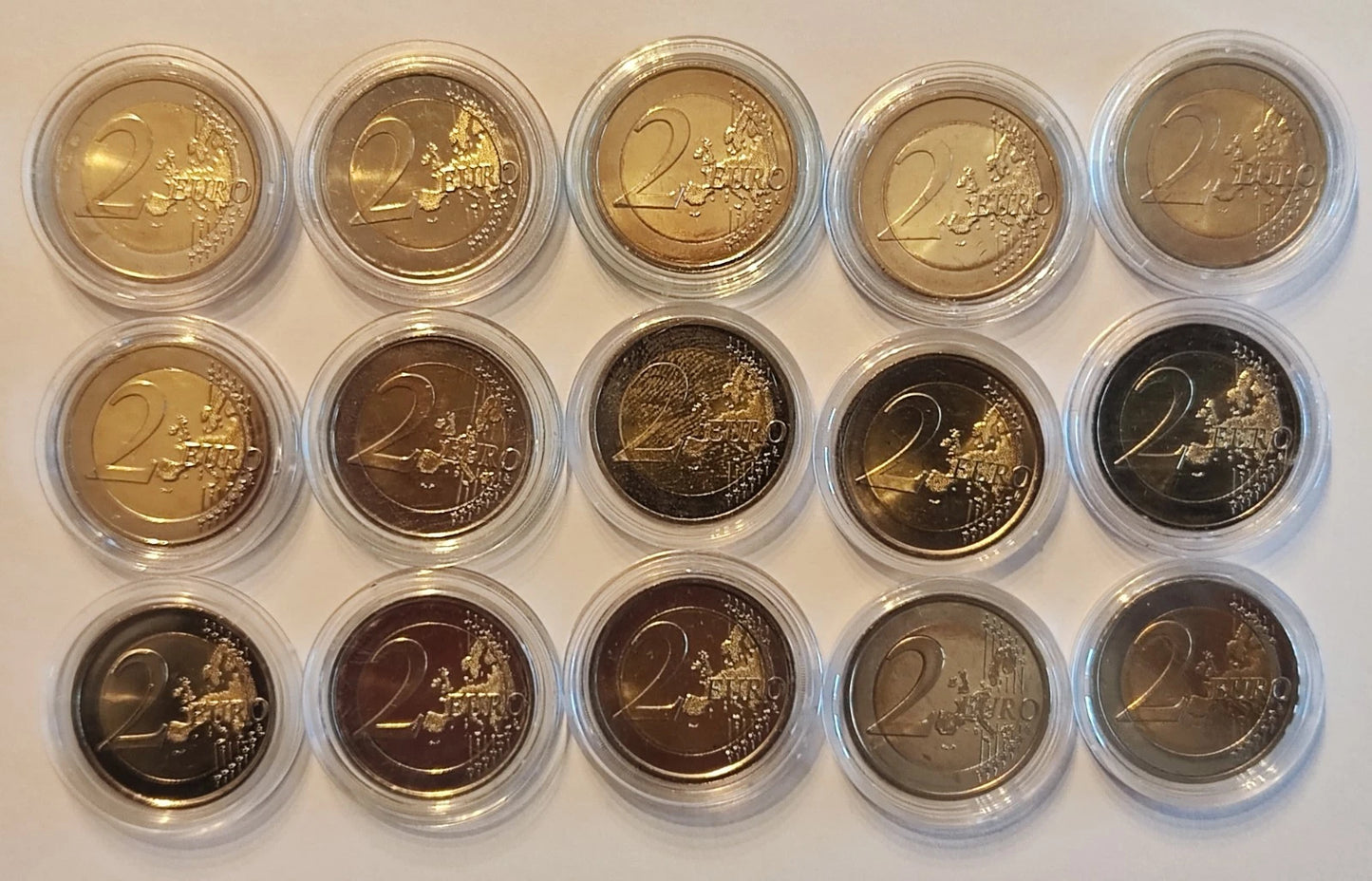 15 x 2 Euro Münze - Europa - koloriert