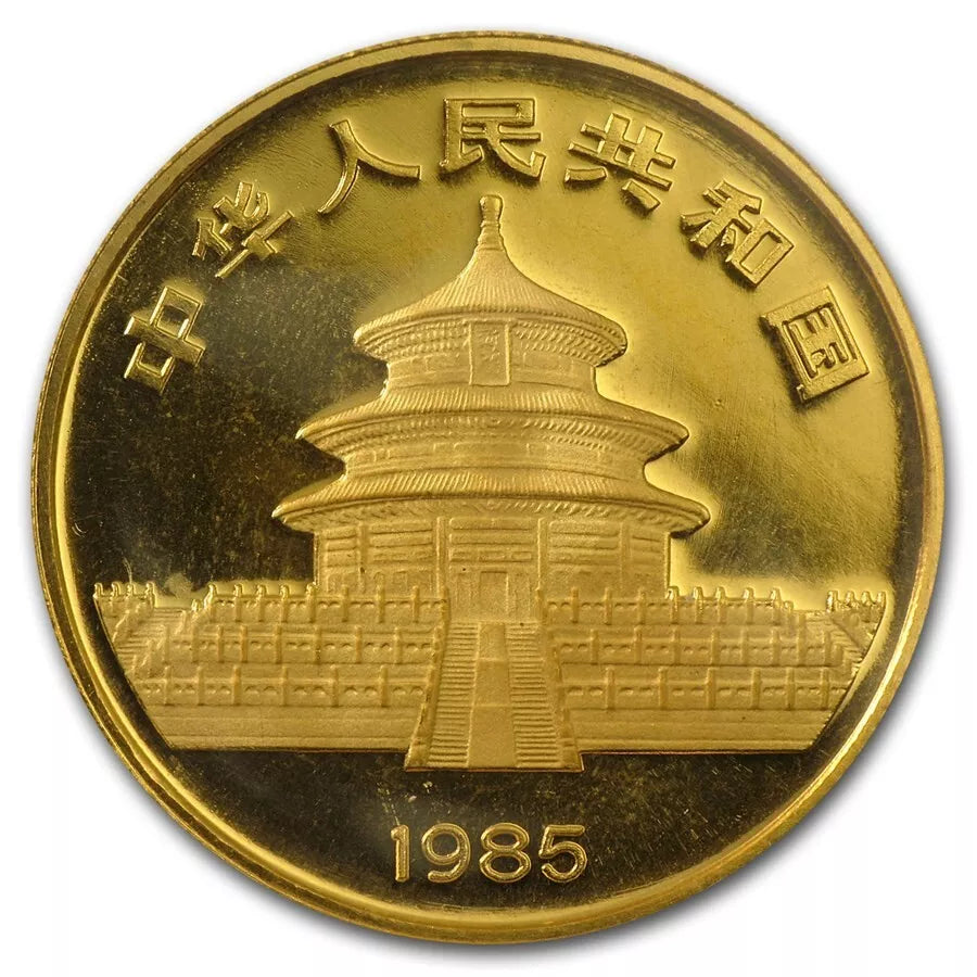 1/2 UNZE 999 GOLD - CHINA PANDA BÄR 1985 - GOLDMÜNZE