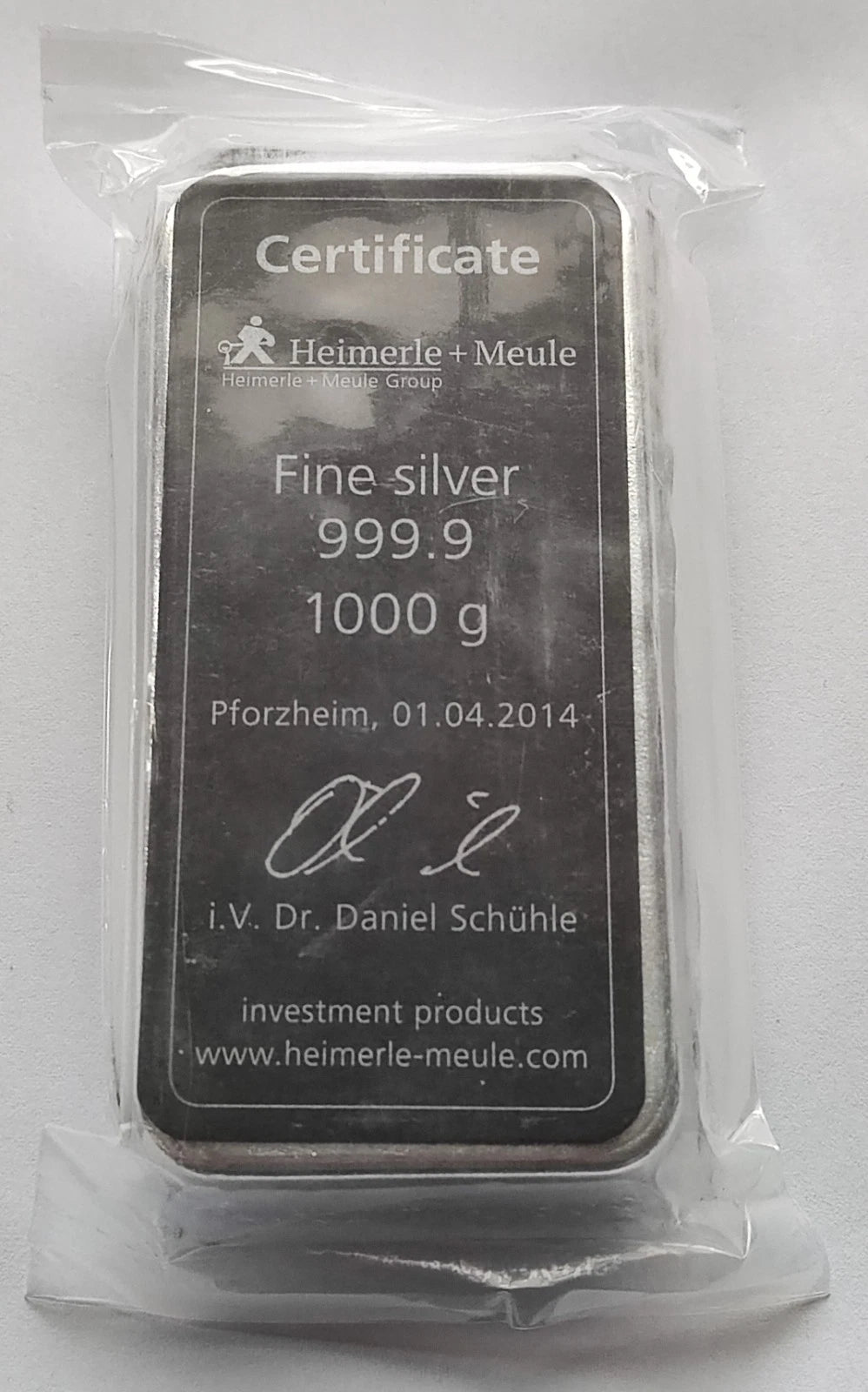 1 KILO SILBER - HEIMERL UND MEULE - SILBERBARREN