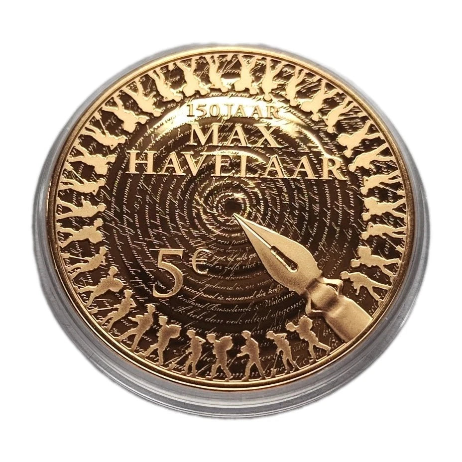 5 Euro Münze - Niederlande - 150. Jahrestag von "Max Havelaar" 2010 - 24 Karat vergoldet