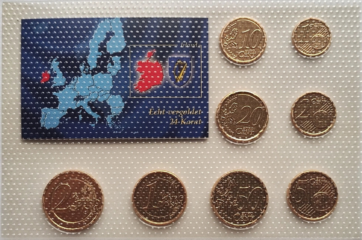 Euro KMS Kursmünzensatz - Irland - komplett Satz - vergoldet