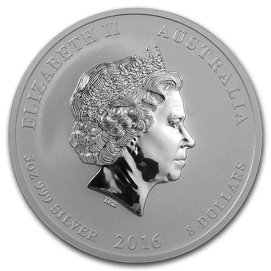 5 UNZEN SILBER - LUNAR AFFE 2016 - KOLORIERT - SILBERMÜNZE - SELTEN