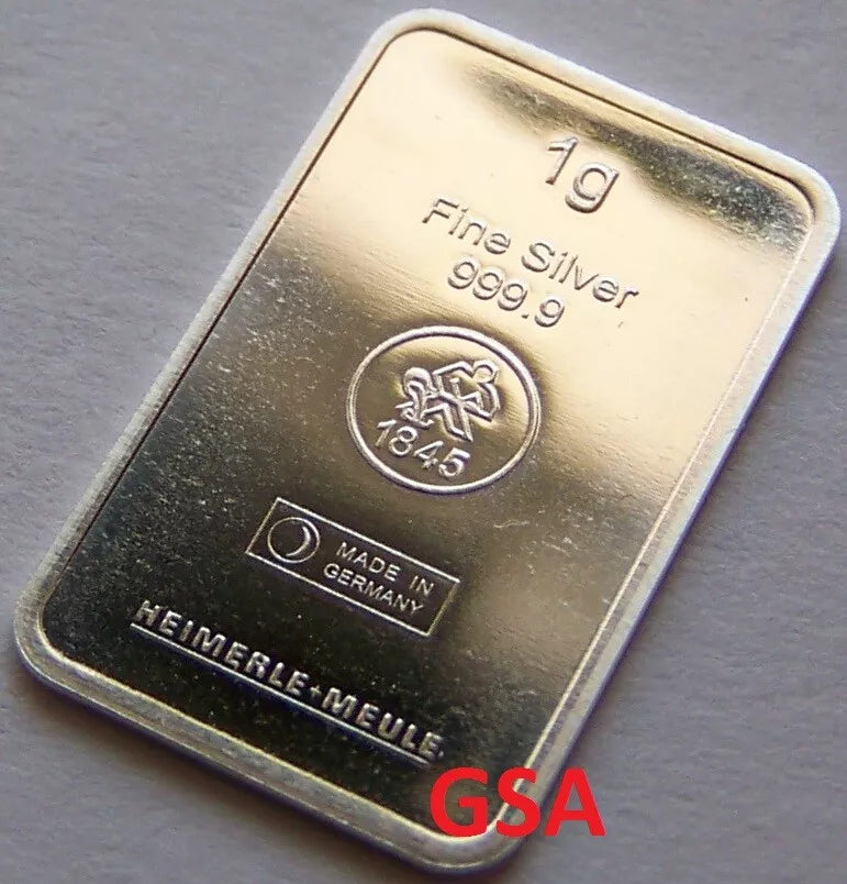 1 GRAMM SILBER - HEIMERLE & MEULE - SILBERBARREN