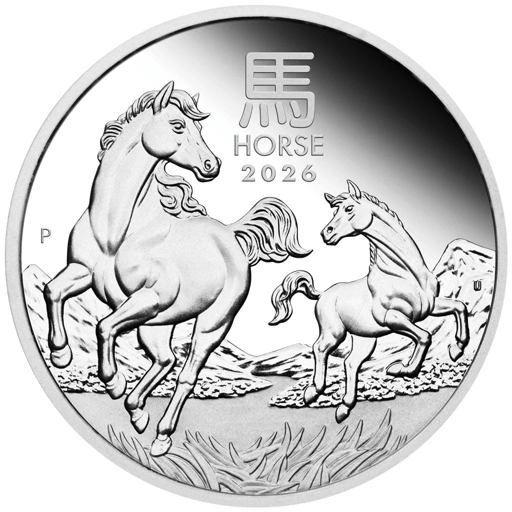1/2 UNZE SILBER - LUNAR PFERD 2026 - PP / PROOF - SILBERMÜNZE