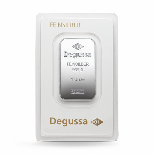 1 UNZE 999 SILBER - DEGUSSA - IM BLISTER - SILBERBARREN