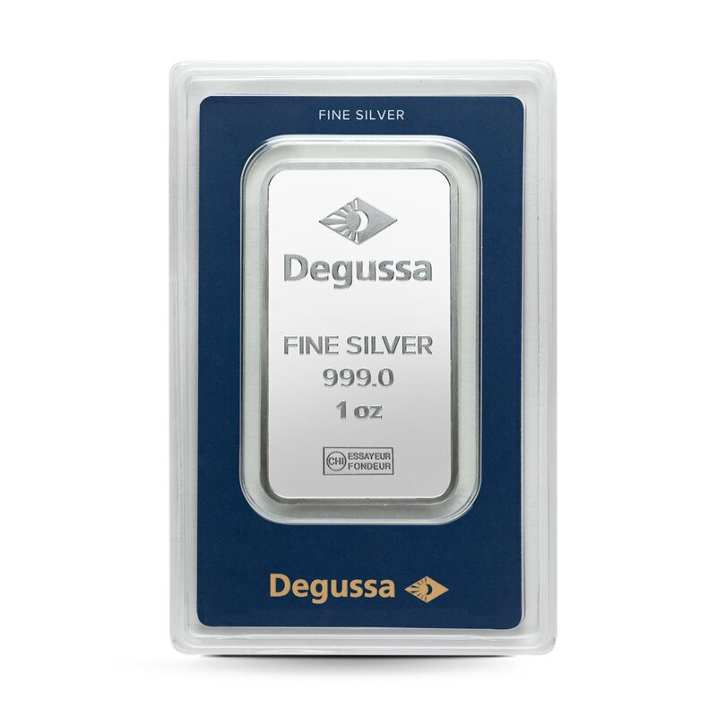 1 UNZE 999 SILBER - DEGUSSA - BLISTER - SILBERBARREN