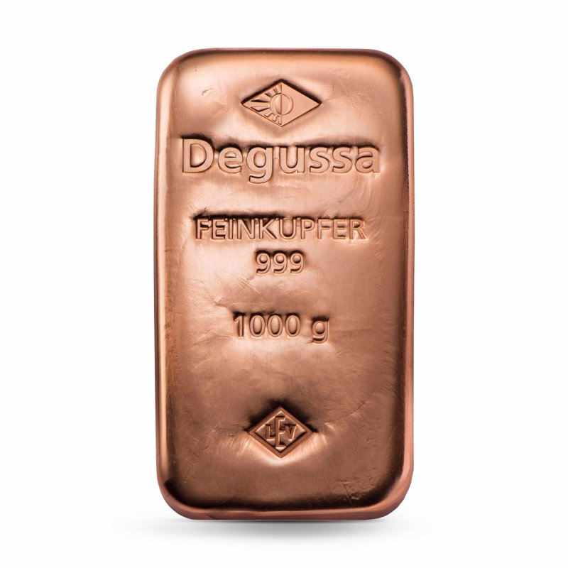 1 KILO KUPFER - DEGUSSA - KUPFERBARREN