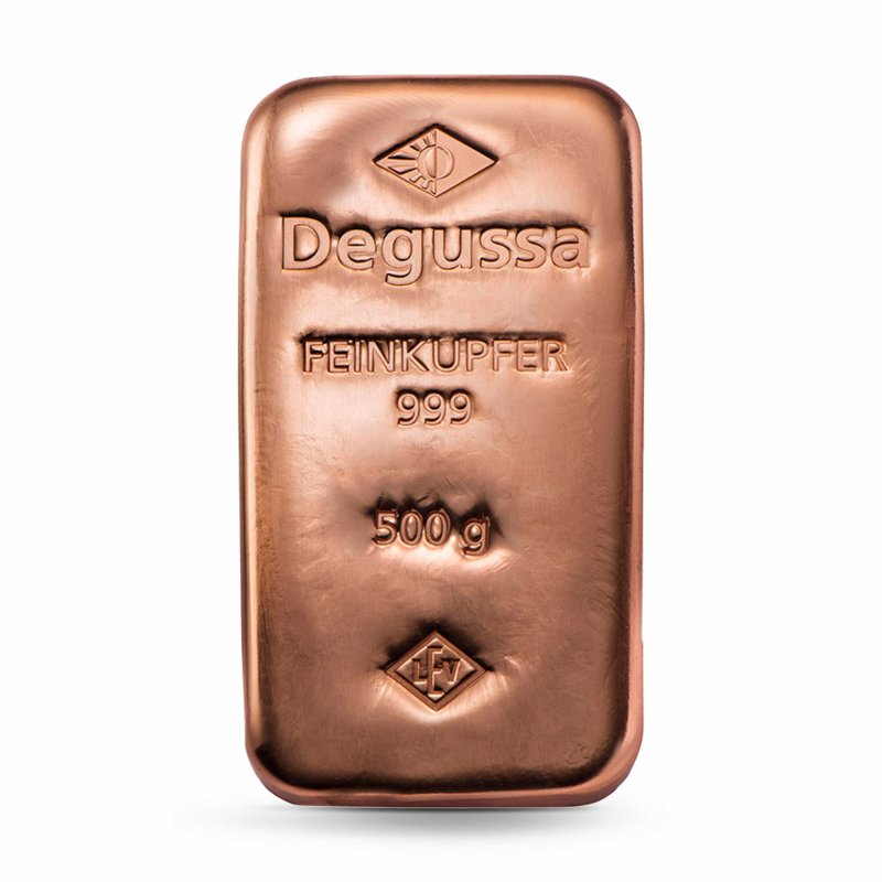 1/2 KILO KUPFER - DEGUSSA - KUPFERBARREN