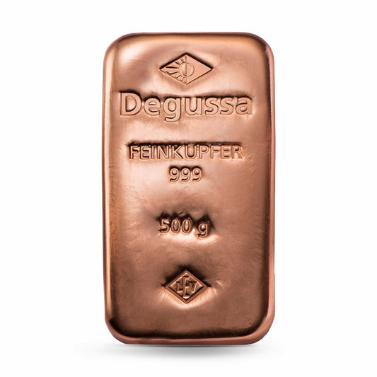 1/2 KILO KUPFER - DEGUSSA - KUPFERBARREN