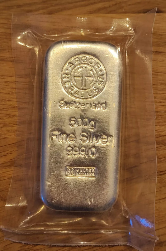 500 GRAMM SILBER - HERAEUS - SCHWEIZ - SILBERBARREN
