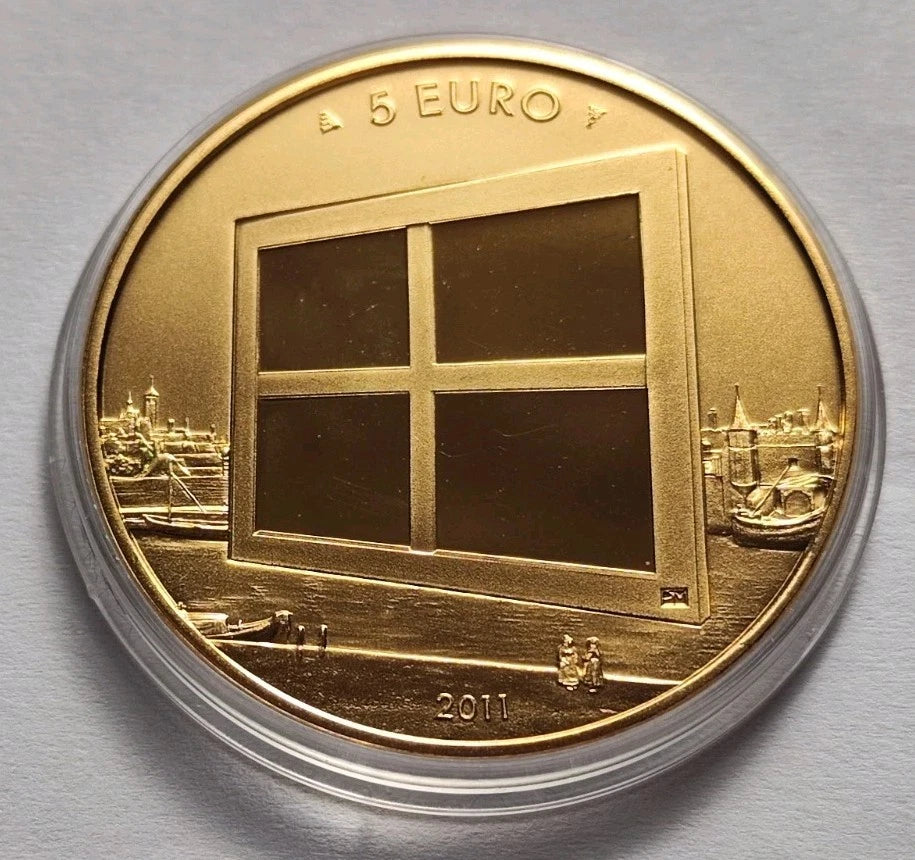 5 Euro Münze - Niederlande - Das Gemälde 2011 - Proof - 24 Karat vergoldet