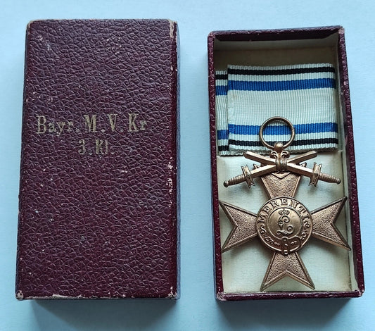 BAYERISCHES VERDIENSTKREUZ 3. KLASSE 1866 - MIT ETUI & BAND - ORDEN